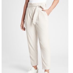 2 pair bundle Athleta High-Waist Paperbag Pants white and brown